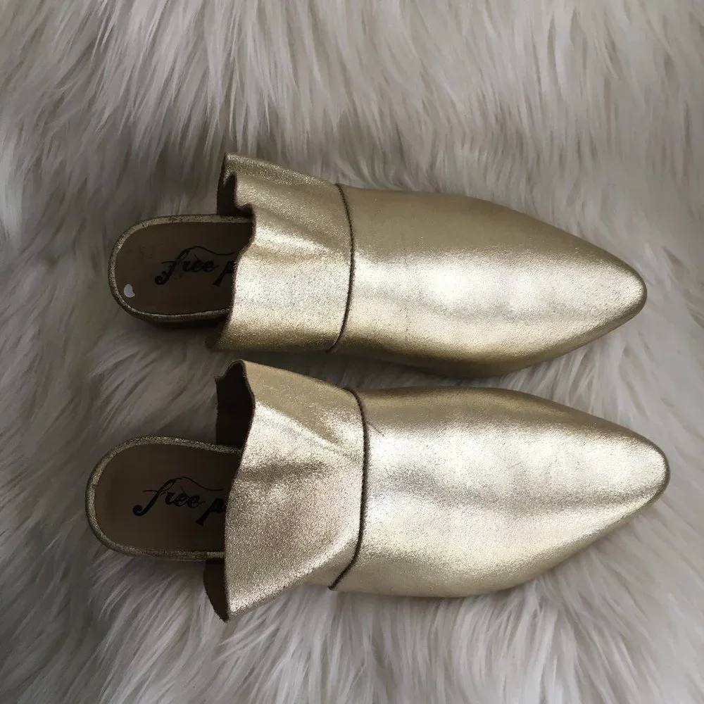 NEW free people metallic slip on mules - Picture 1 of 7